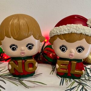 Festive Holiday Figurines MCM - Gold and Red, ceramic